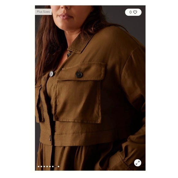 NWT MAEVE Anthropologie Flounced Utility Shirt Jacket Olive Green Medium - Picture 7 of 15